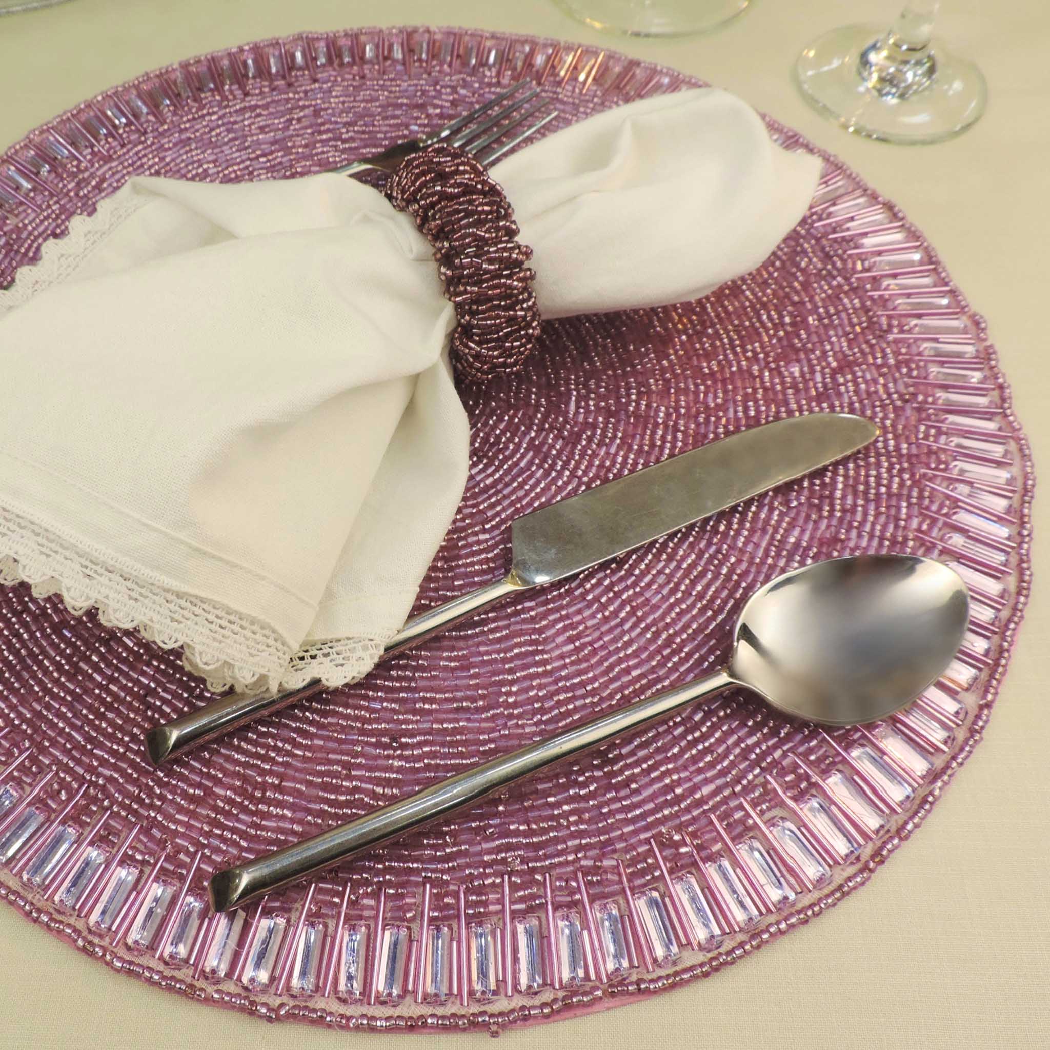 Glam Crystal Beaded Placemat in Pink, Set of 2