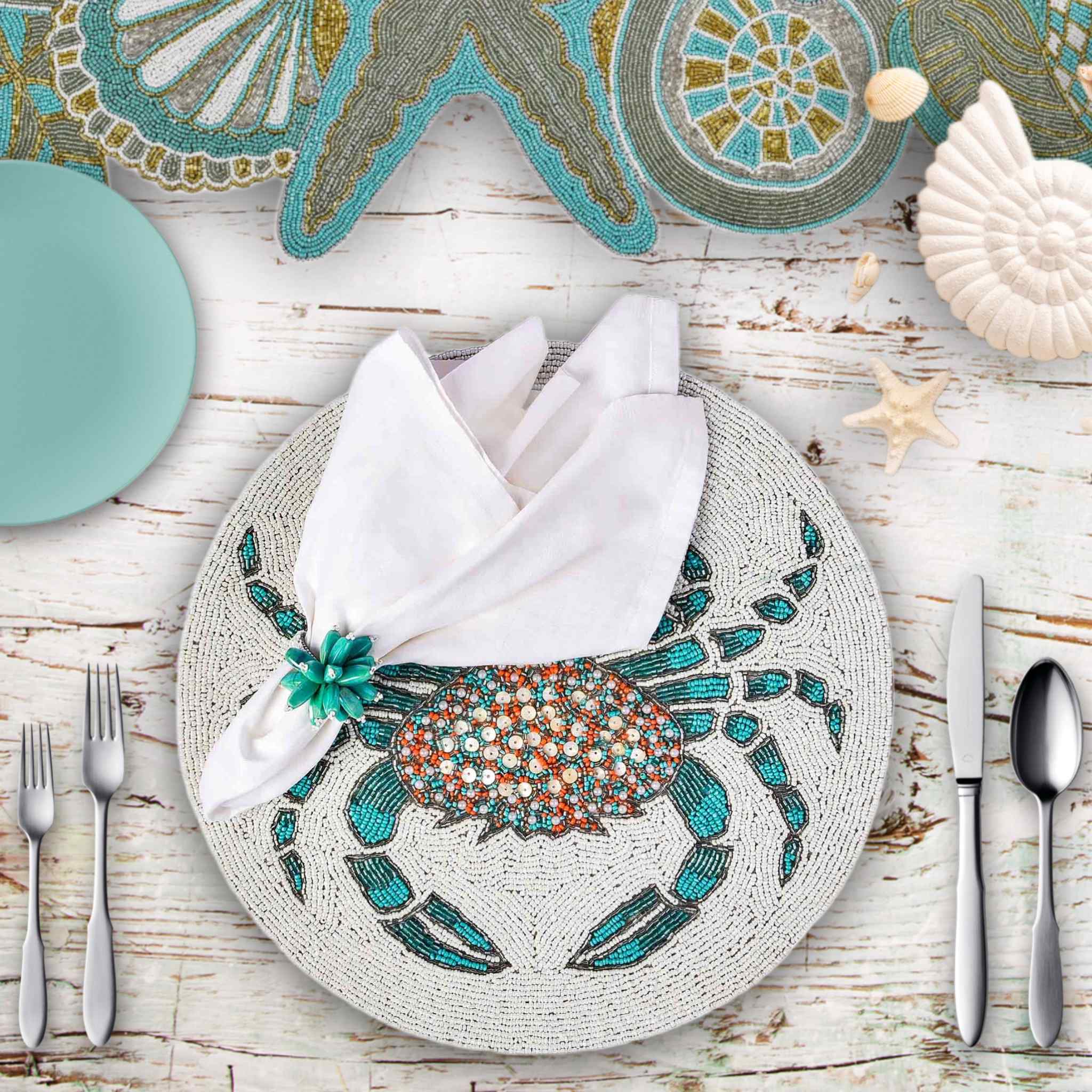 Stay Salty Bead Table Setting for 4 - Cream & Teal