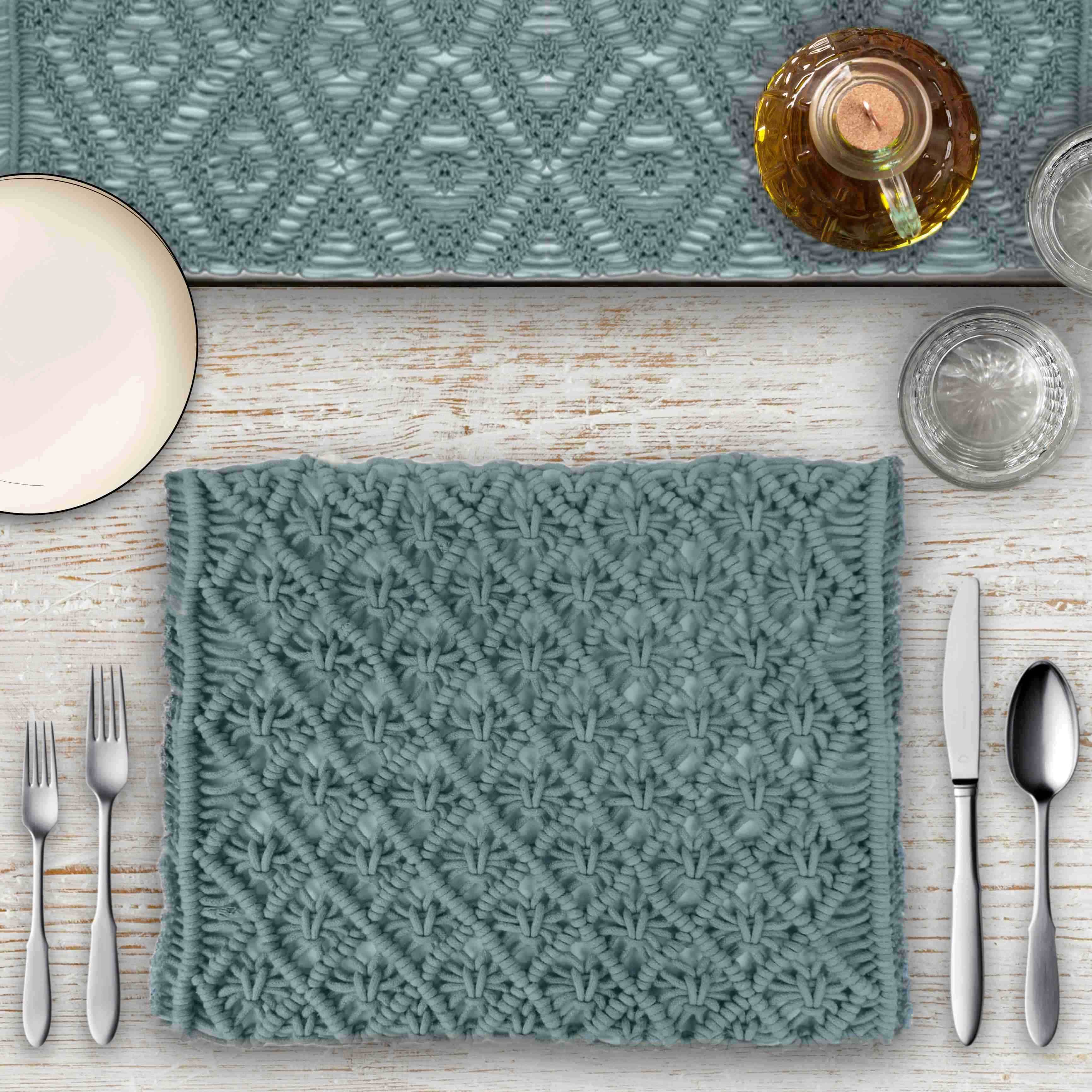 Macrame Table Setting for 4 - Grey