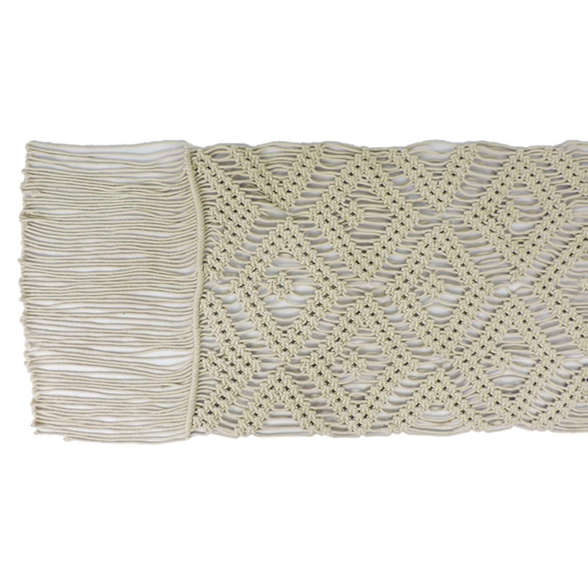 Handmade Cotton Woven Macrame Table Runner in White