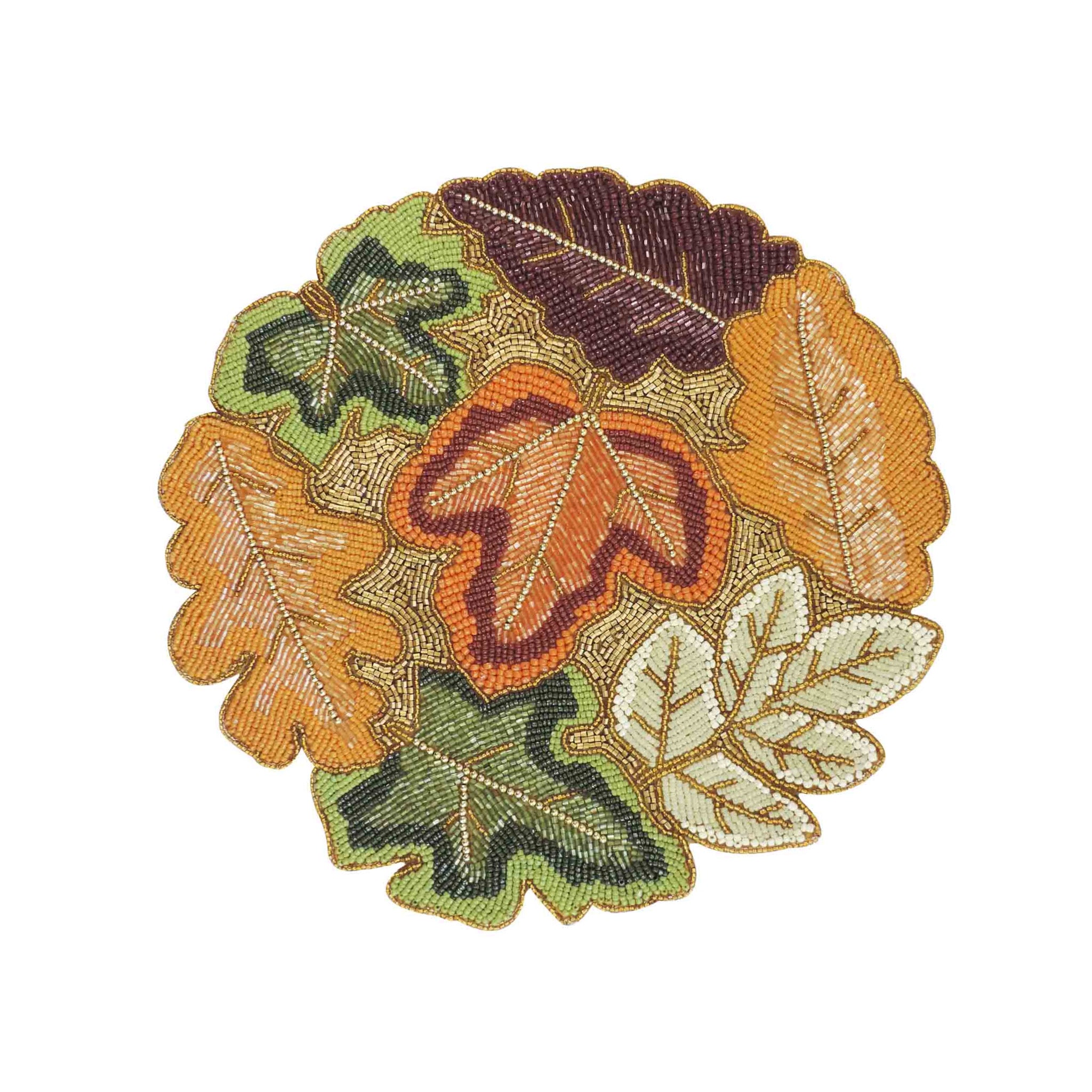 Autumnal Bead Embroidered Placemat in Multi, Set of 2/4