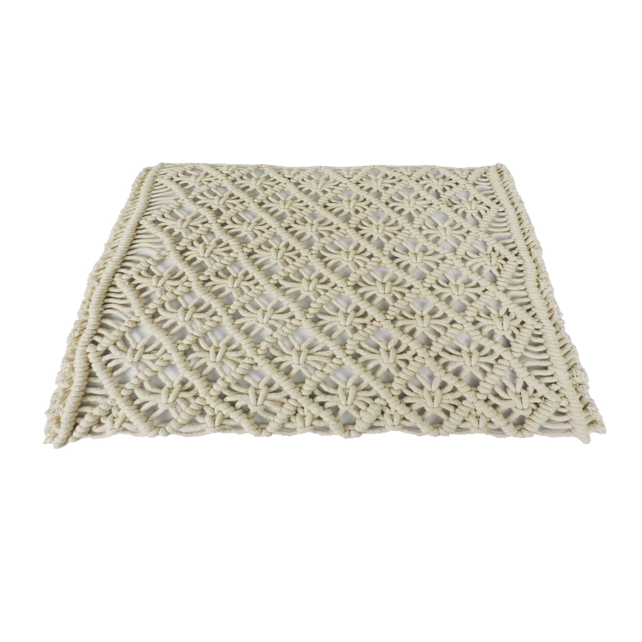 Macramé Placemat in White, Set of 2/4
