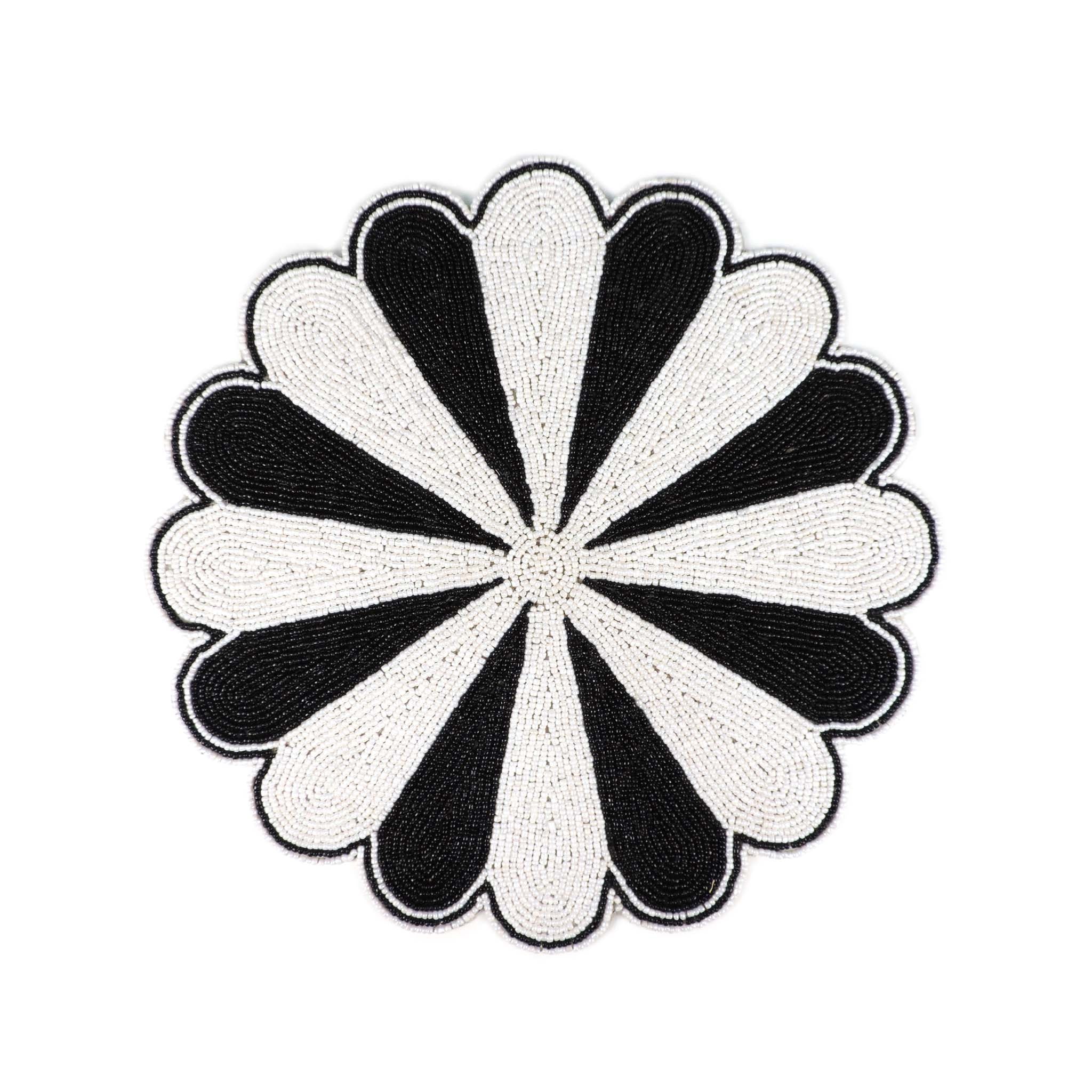 Big Top Bead Embroidered Placemat in Black & White, Set of 2