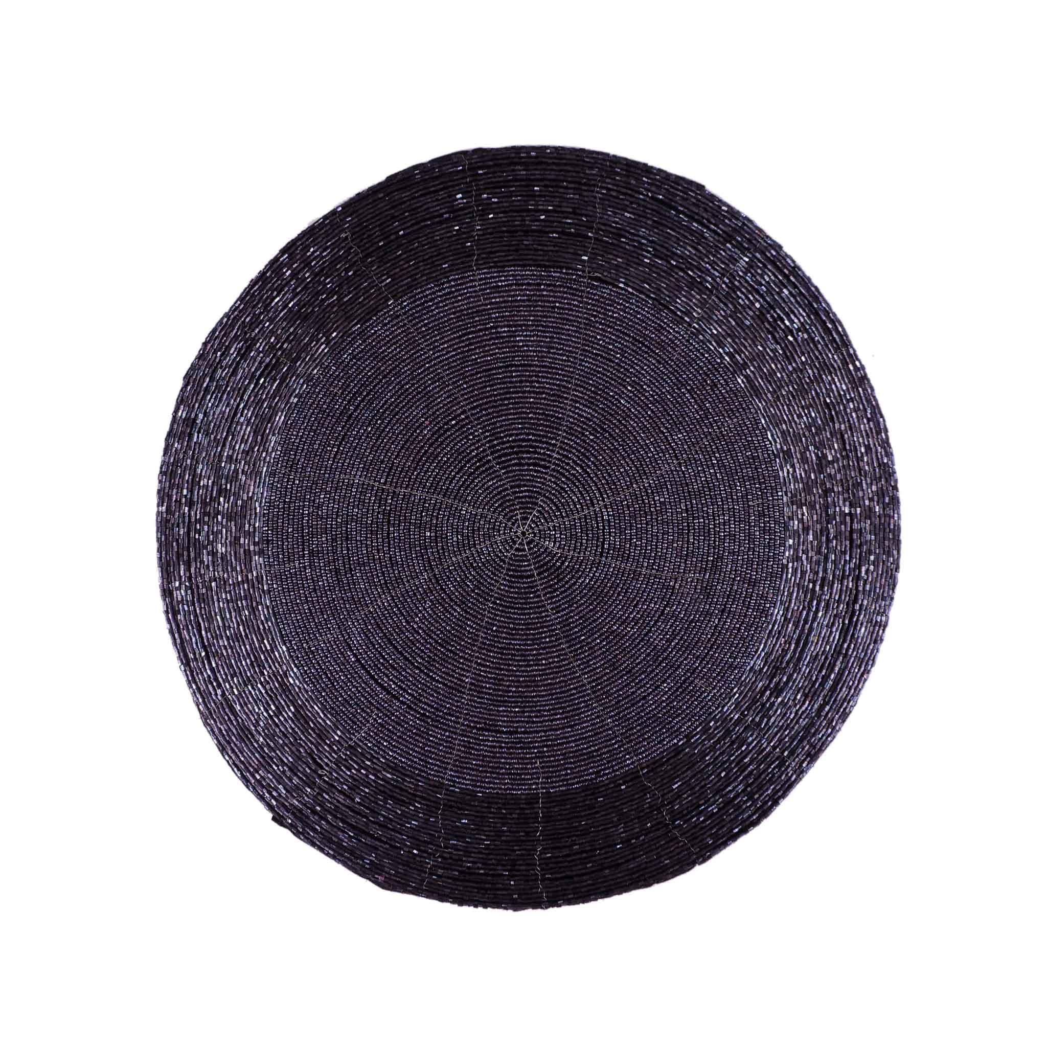 Glass Beaded  Placemat<br>Color: Deep Purple Two-Tone<br>Size: 13" Round<br>Set of 4 - Trunkin' USA