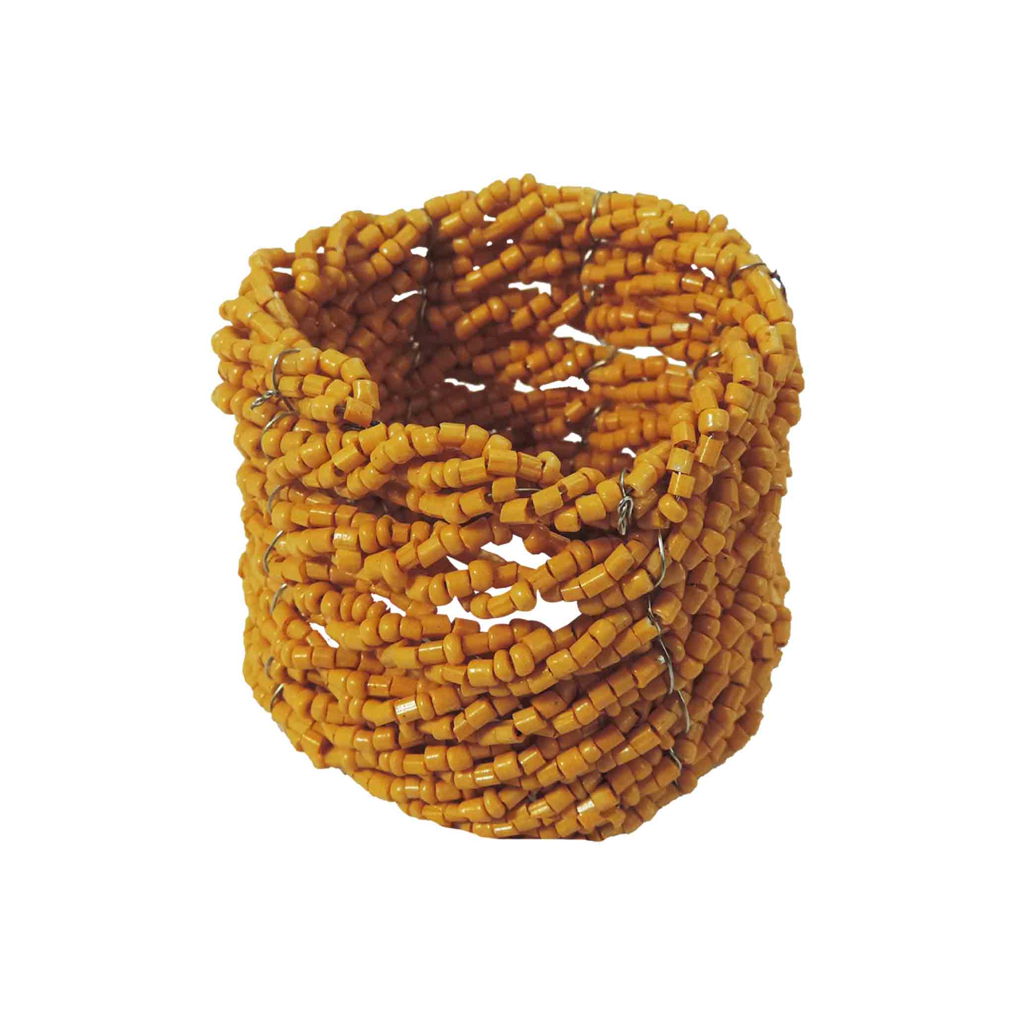 Jute Coil Napkin Ring in Yellow, Set of 4