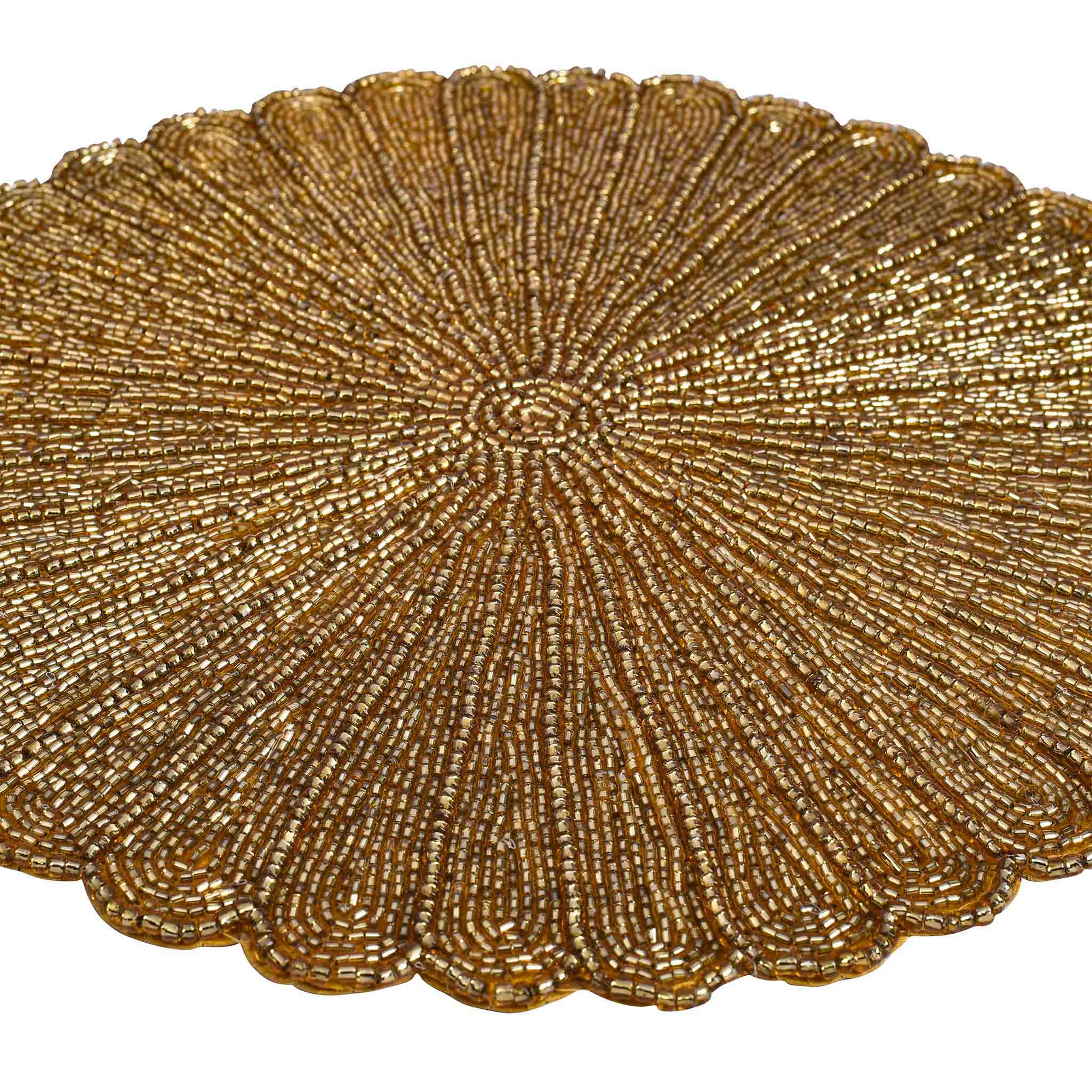 Scalloped Embroidered Placemat in Gold, set of 2/4