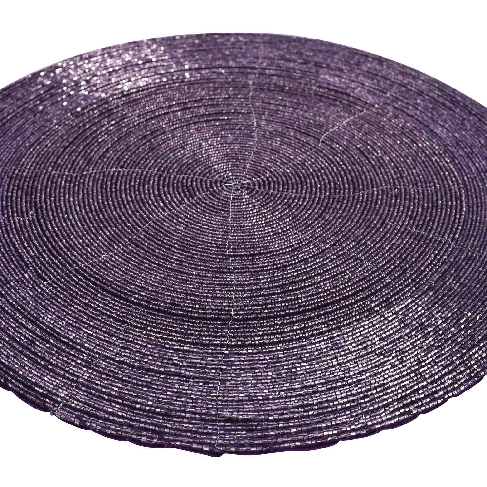 Glass Beaded Placemat in Two Tone Purple, Set of 4