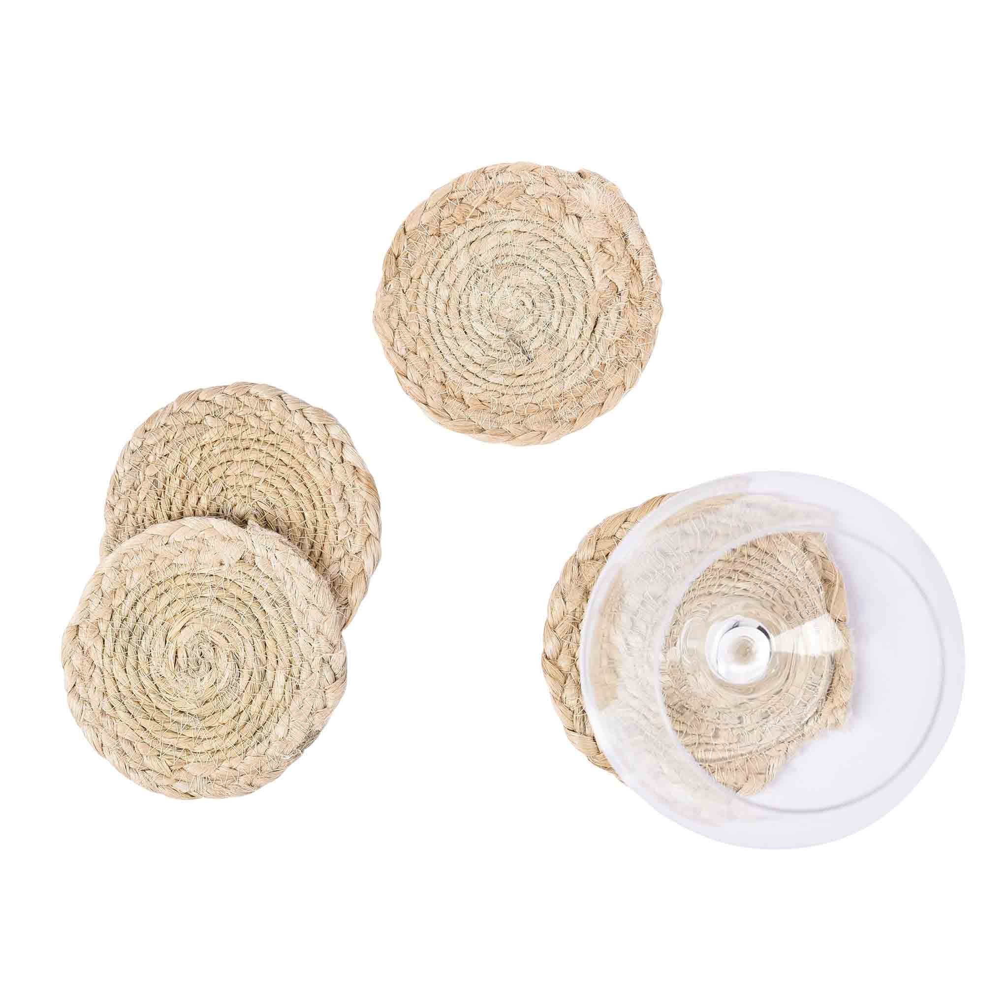 Braided Jute Coaster<br>Size: 5" Round<br>Set of 4<br>Color Natural