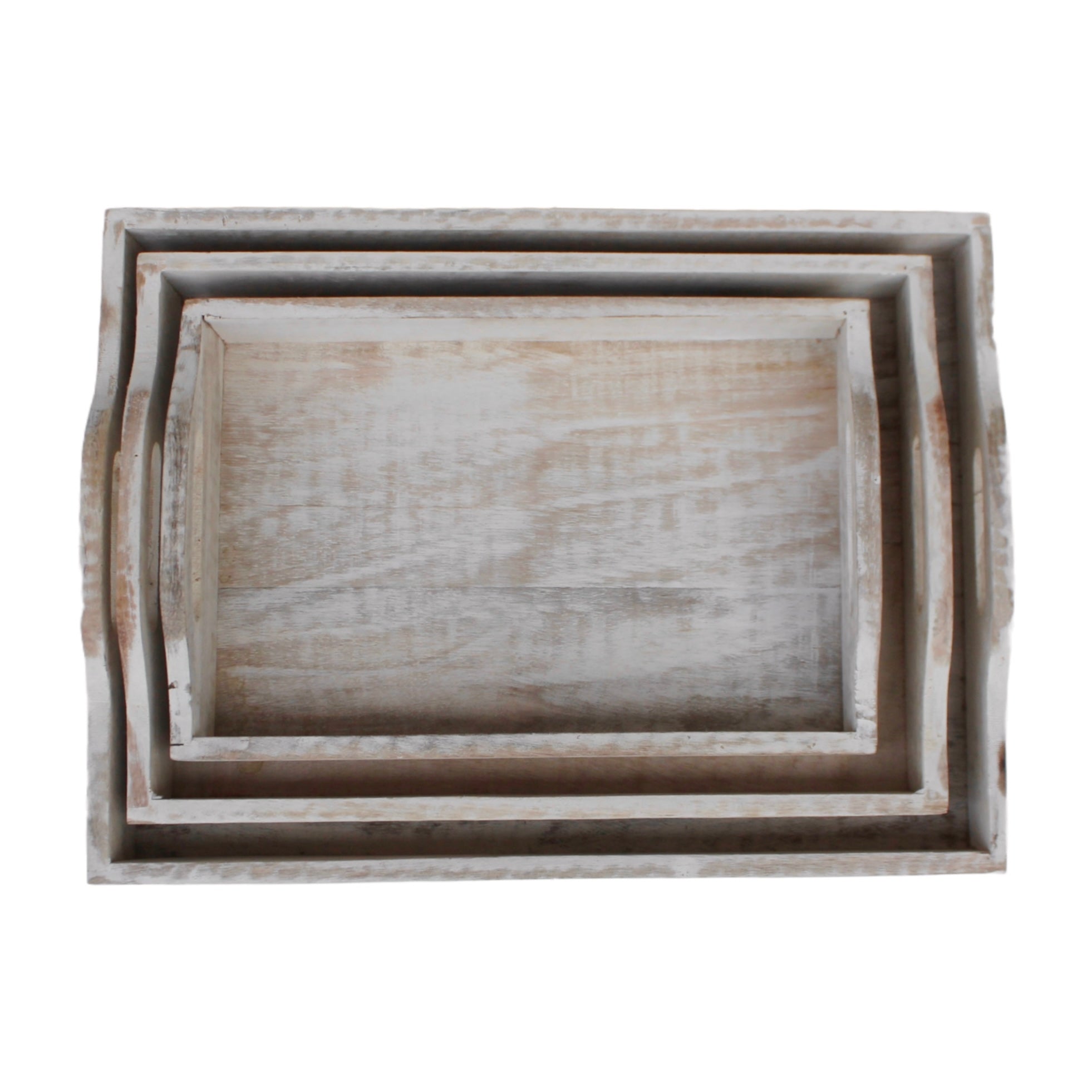 Sun Porch Rustic Serving Tray in White, Set of 3