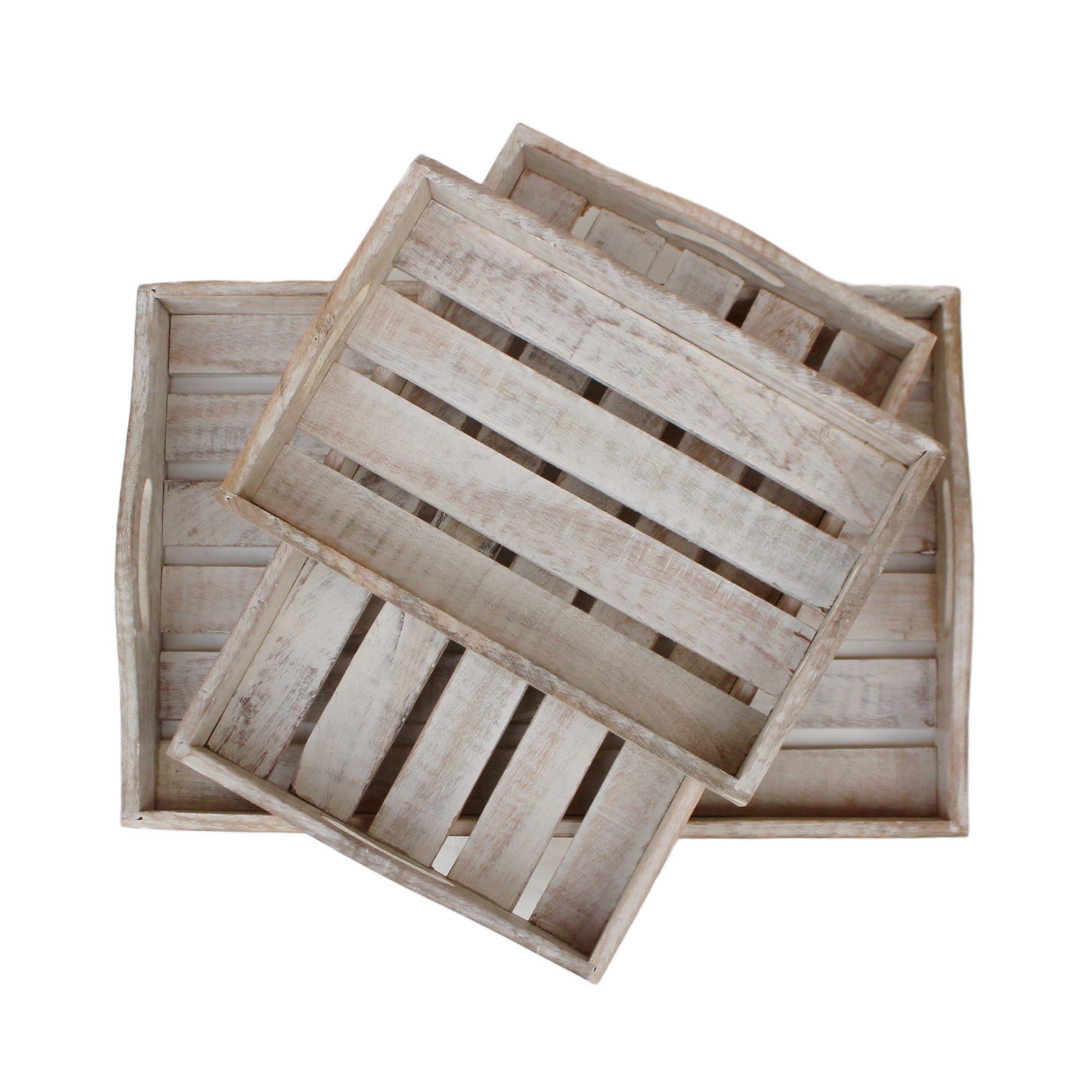 Barn Wood Serving Trays in White, Set of 3