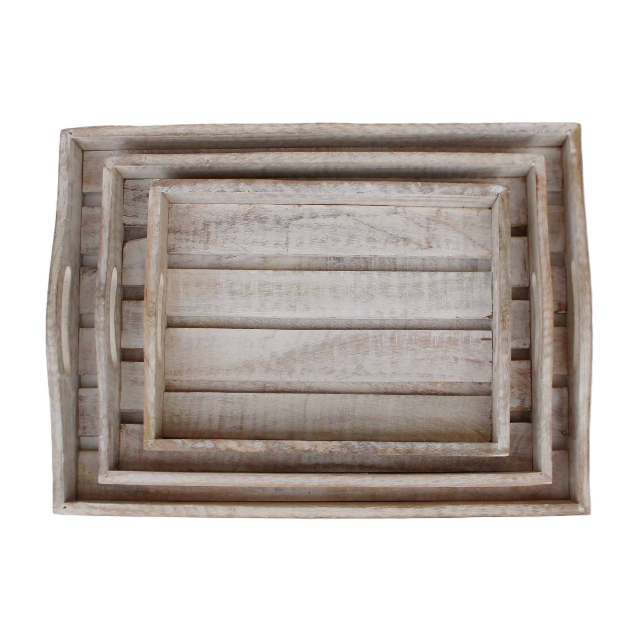 Barn Wood Serving Trays in White, Set of 3