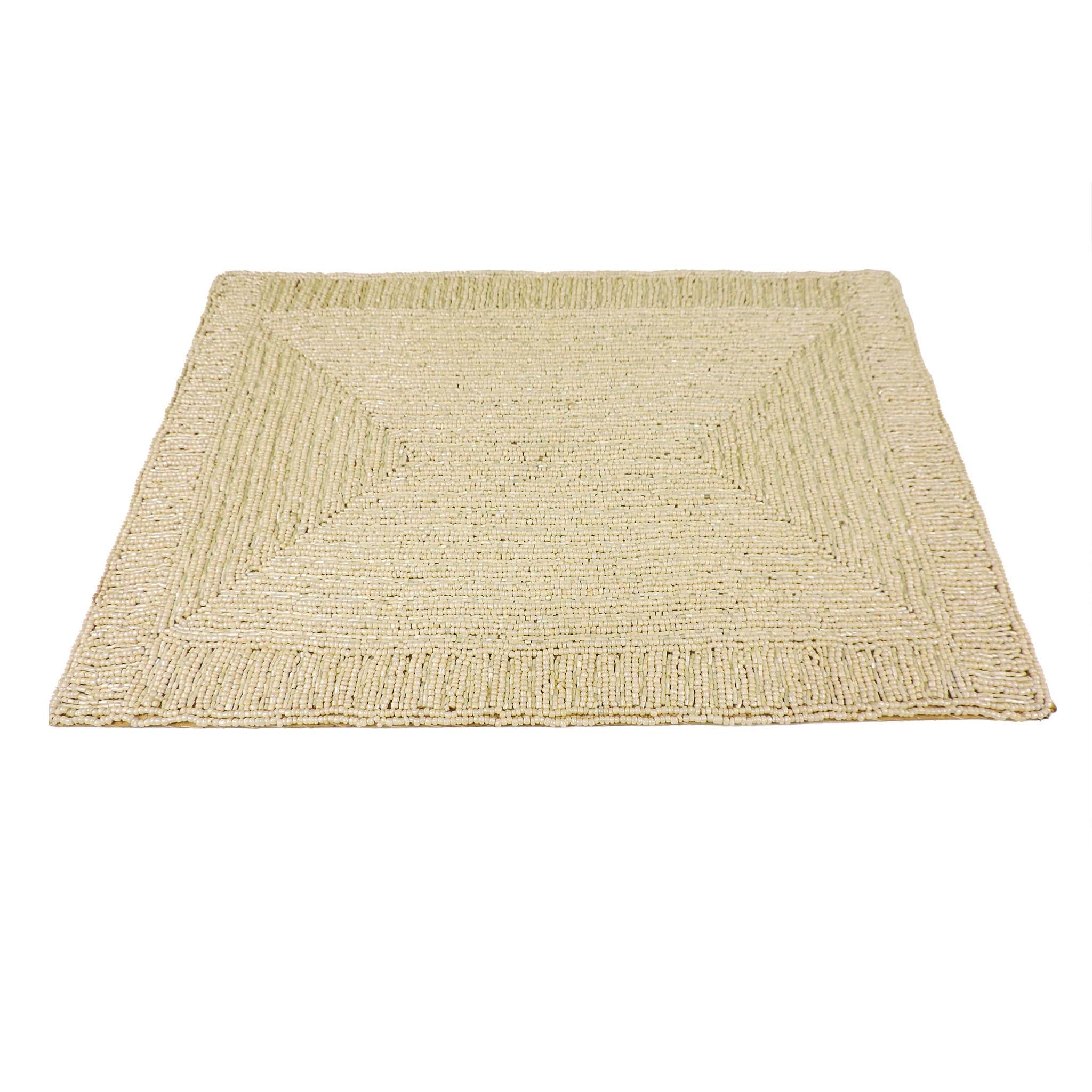 Glass Bead Embroidered Placemat<br>Color: Cream<br>Set of 2/4<br>Size: 12"x18"