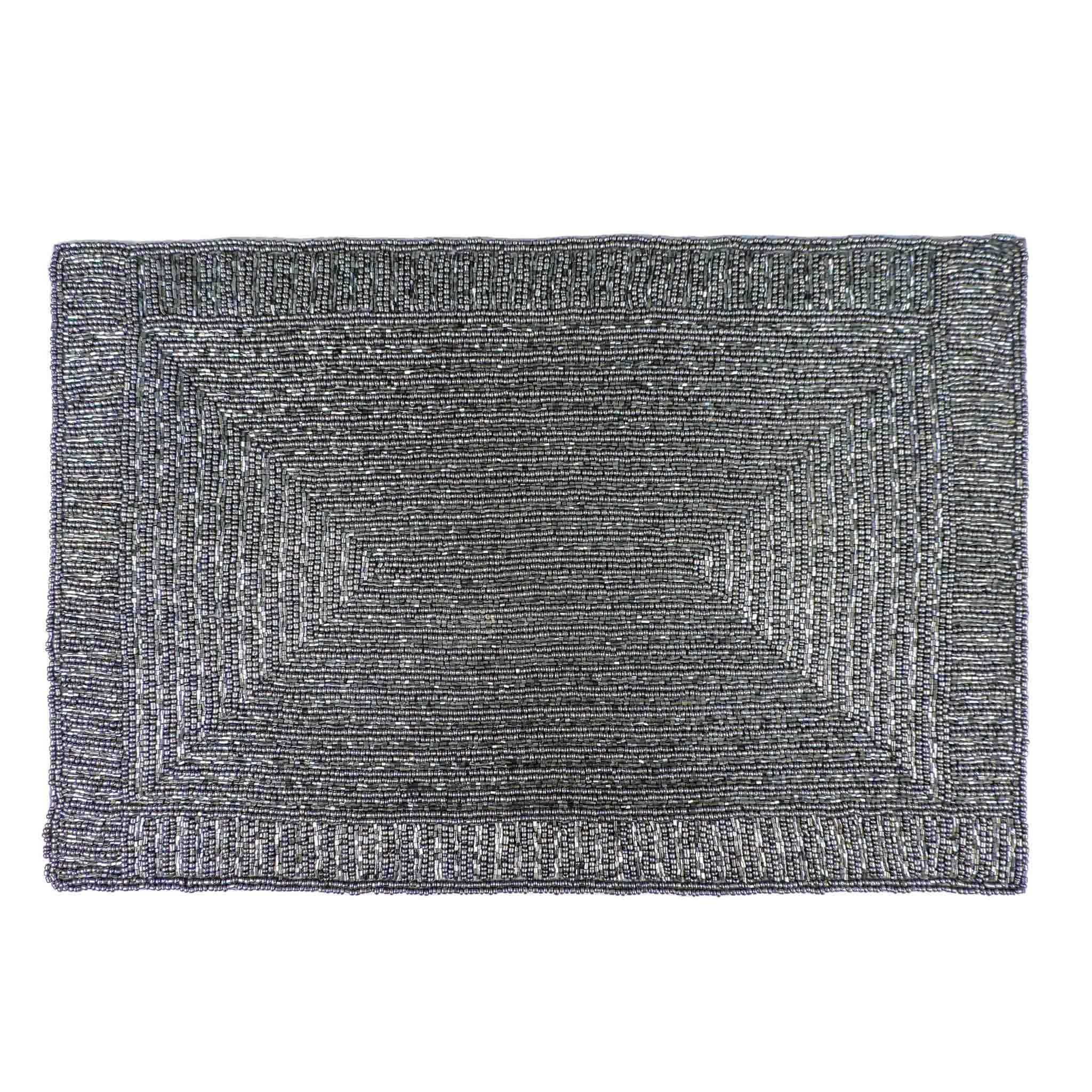 Glass Bead Embroidered Placemat <br>Color: Smoke<br>Set of 2<br>Size: 12"x18" - Trunkin' USA