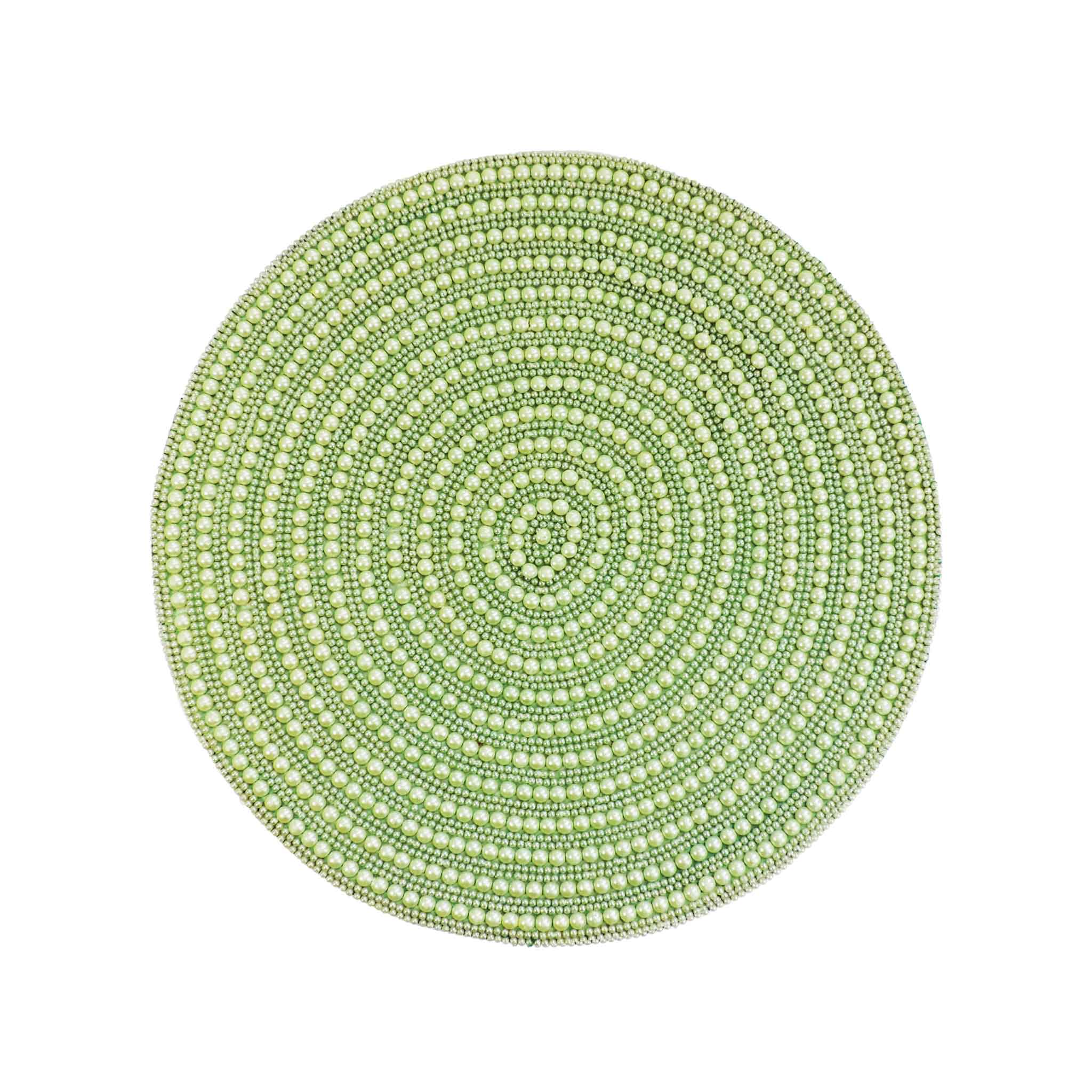 Whirl Bead Embroidered Placemat in Light Green, Set of 2/4