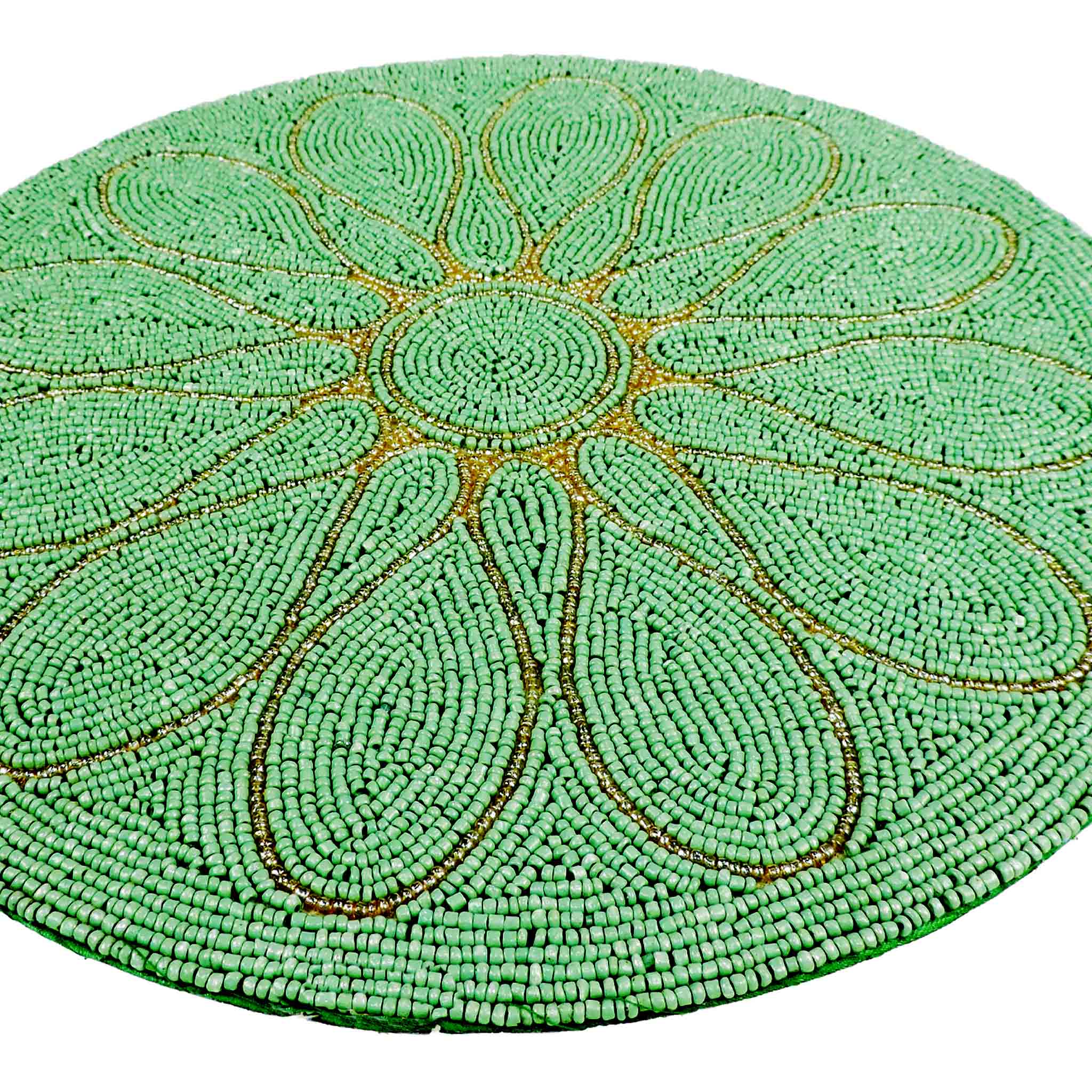 Petal Impressions Bead Embroidered Placemat in Pale Green, Set of 2/4