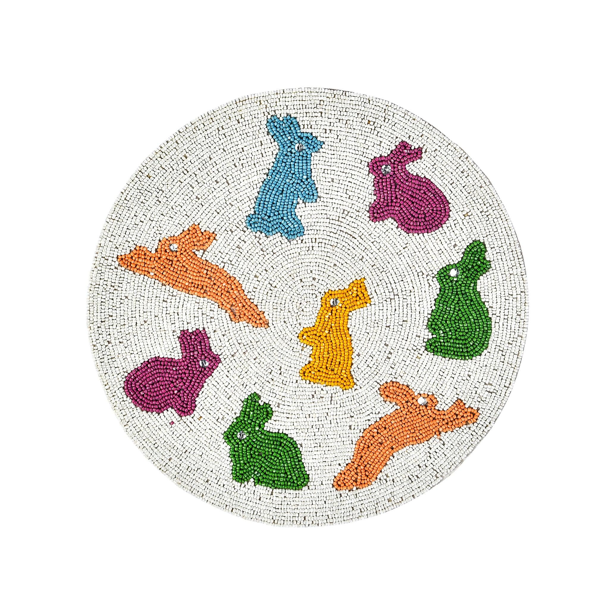 Some Bunny to Love Embroidered Placemat<br>Color: Multi-Color<br>Size: 14" Round<br>Set of 2 - Trunkin' USA