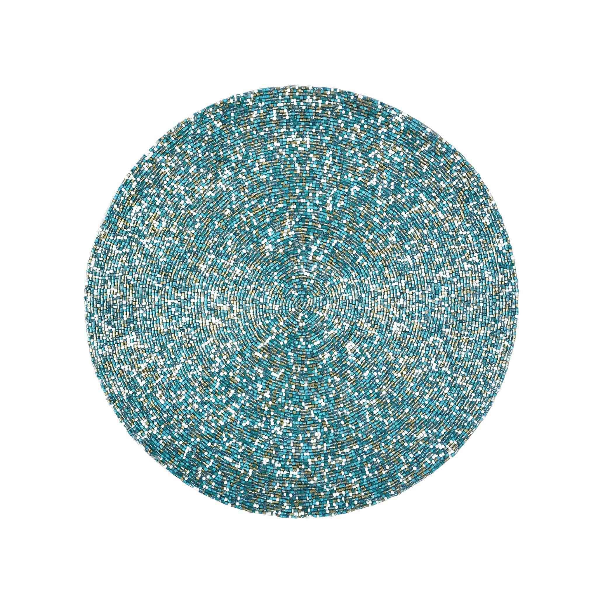 Embroidered Placemat <br>Color: Teal Silver<br>Size: 15" Round<br>Set of 2 - Trunkin' USA