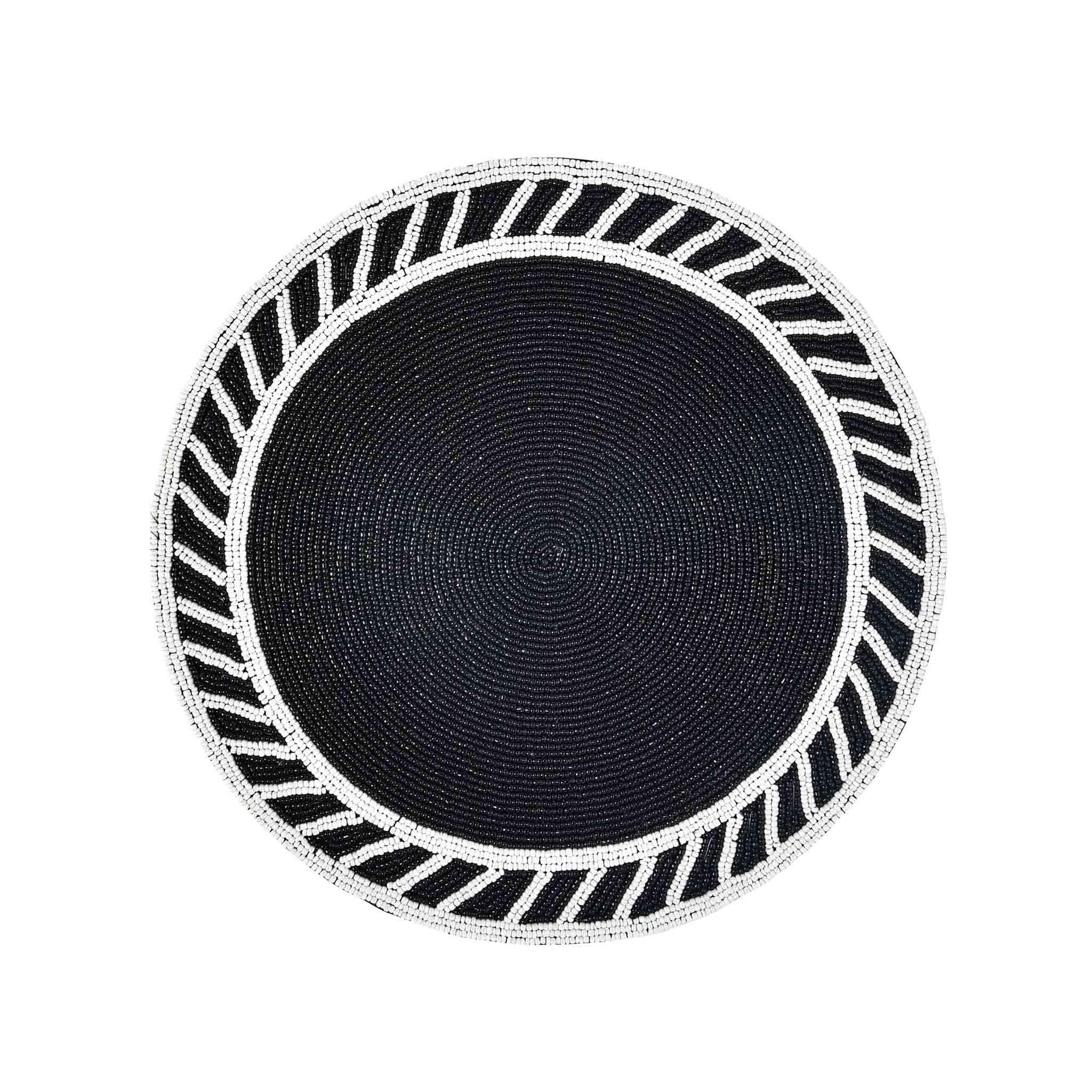 Bespoke Embroidered Placemat<br>Size: 14" Round<br>Set of 2<br>Color: Black & White - Trunkin' USA
