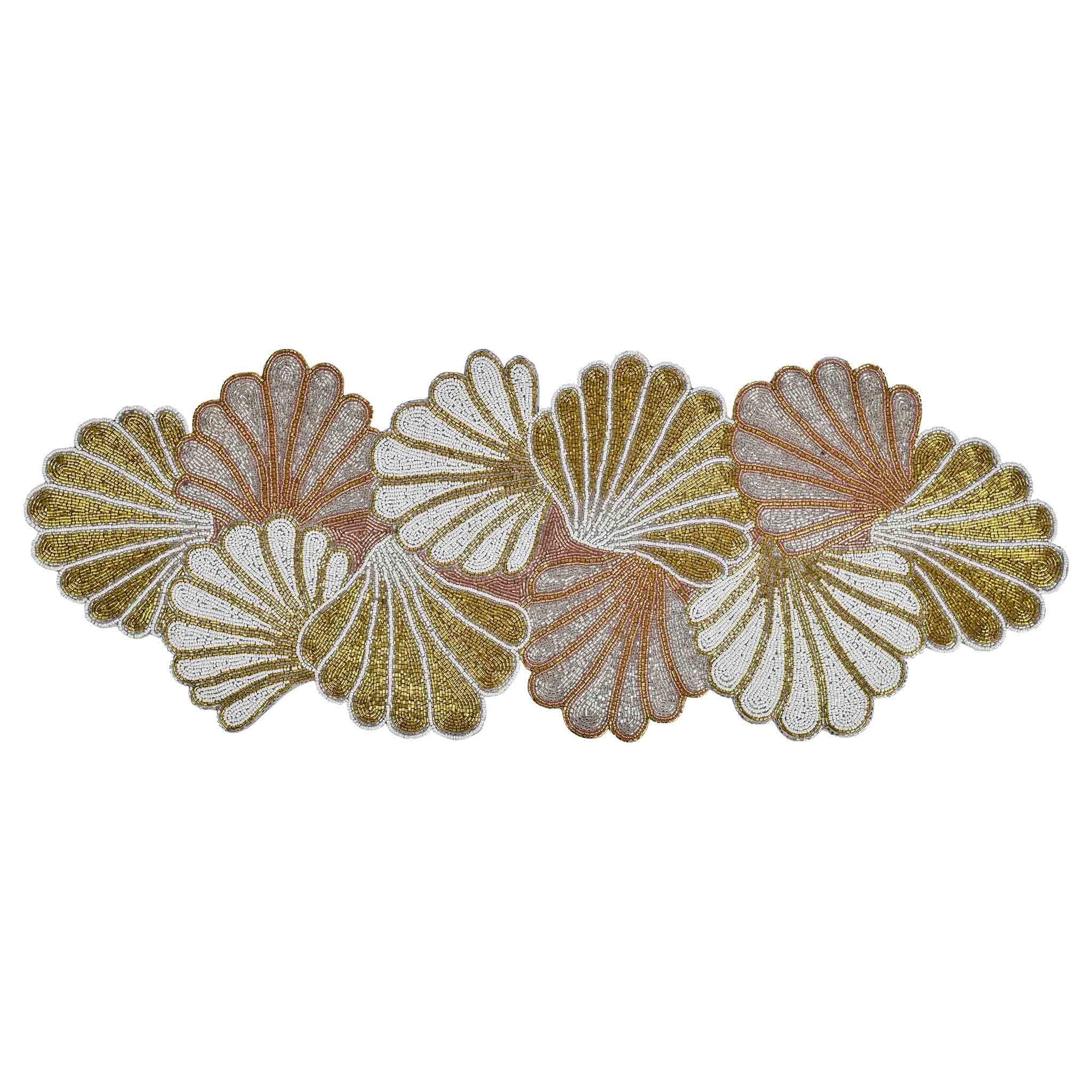 Clam Casino Embroidered Table Runner<br>Size: 36"x13.75"<br>Color: Gold Cream Silver - Trunkin' USA