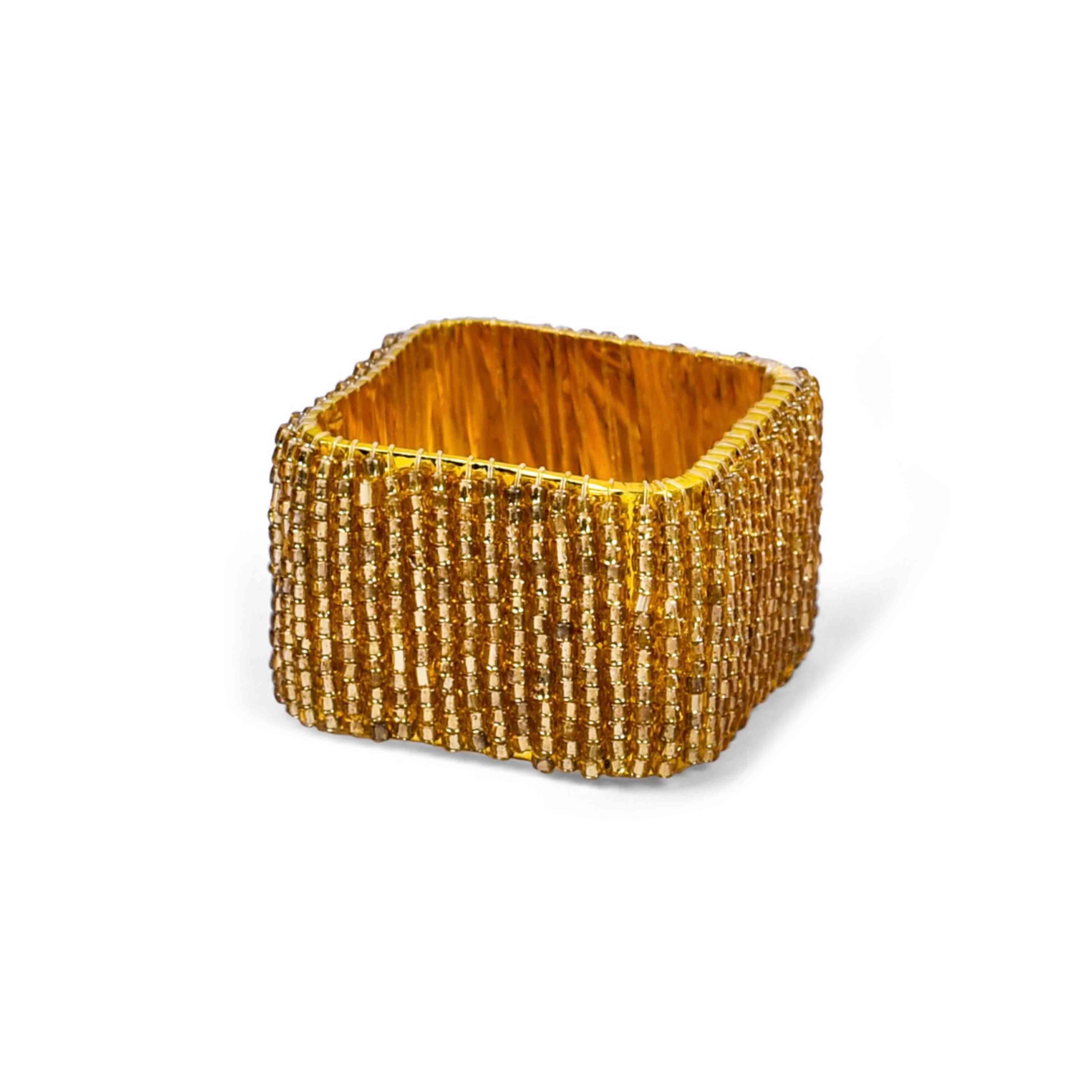 Classic Square Napkin Ring in Gold, Set of 4