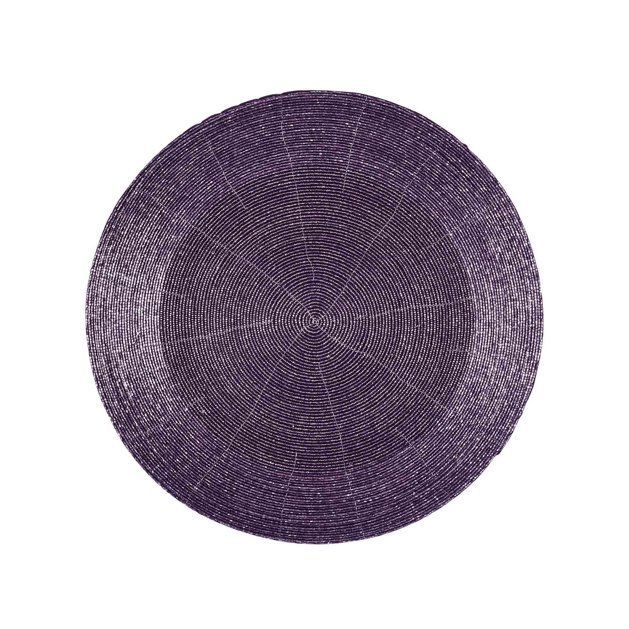 Glass Beaded Placemat <br>Color: Purple Two-Tone<br>Size: 13.5" Round<br>Set of 4 - Trunkin' USA