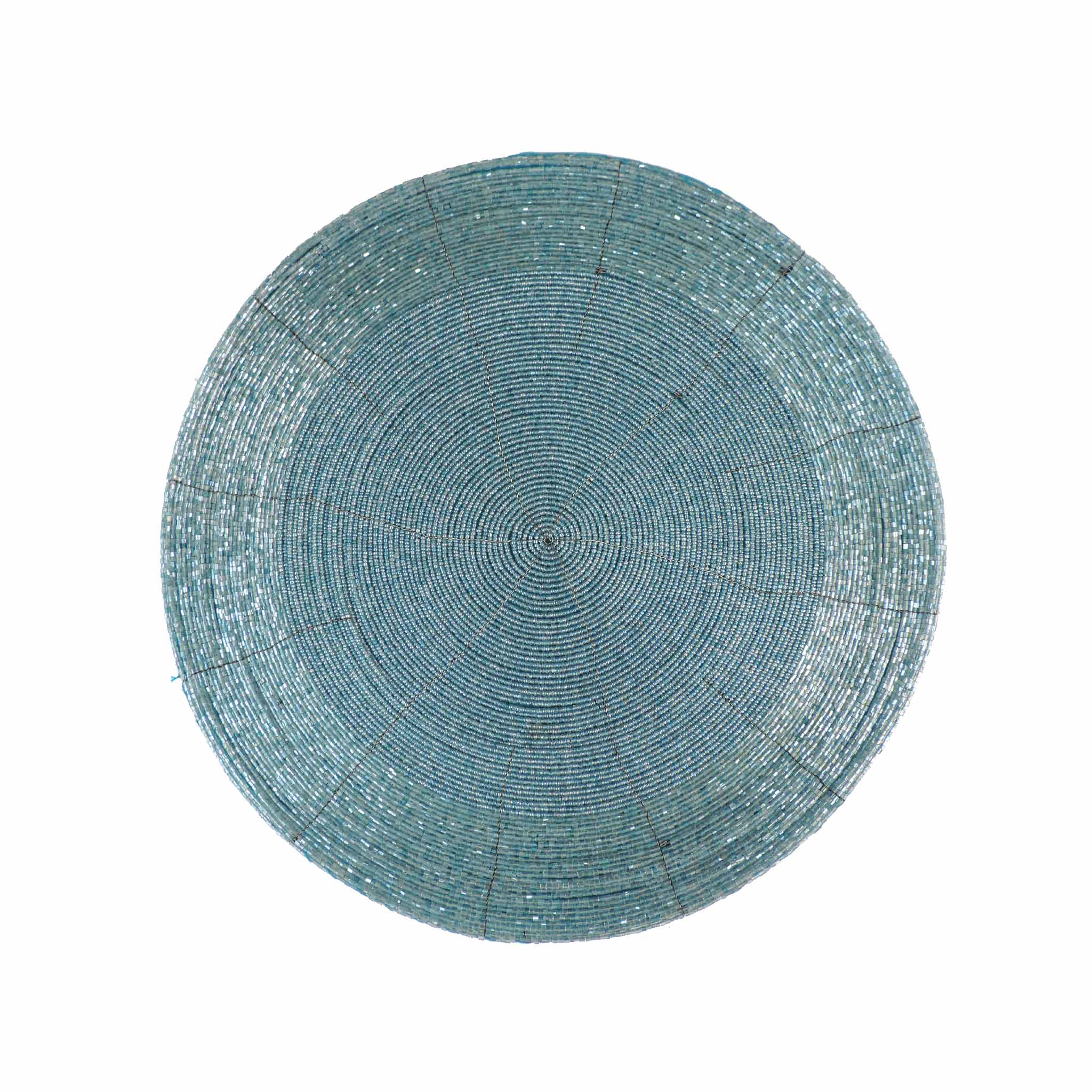 Glass Beaded  Placemat<br>Color: Ice Blue Two-Tone<br>Size: 13" Round<br>Set of 4 - Trunkin' USA
