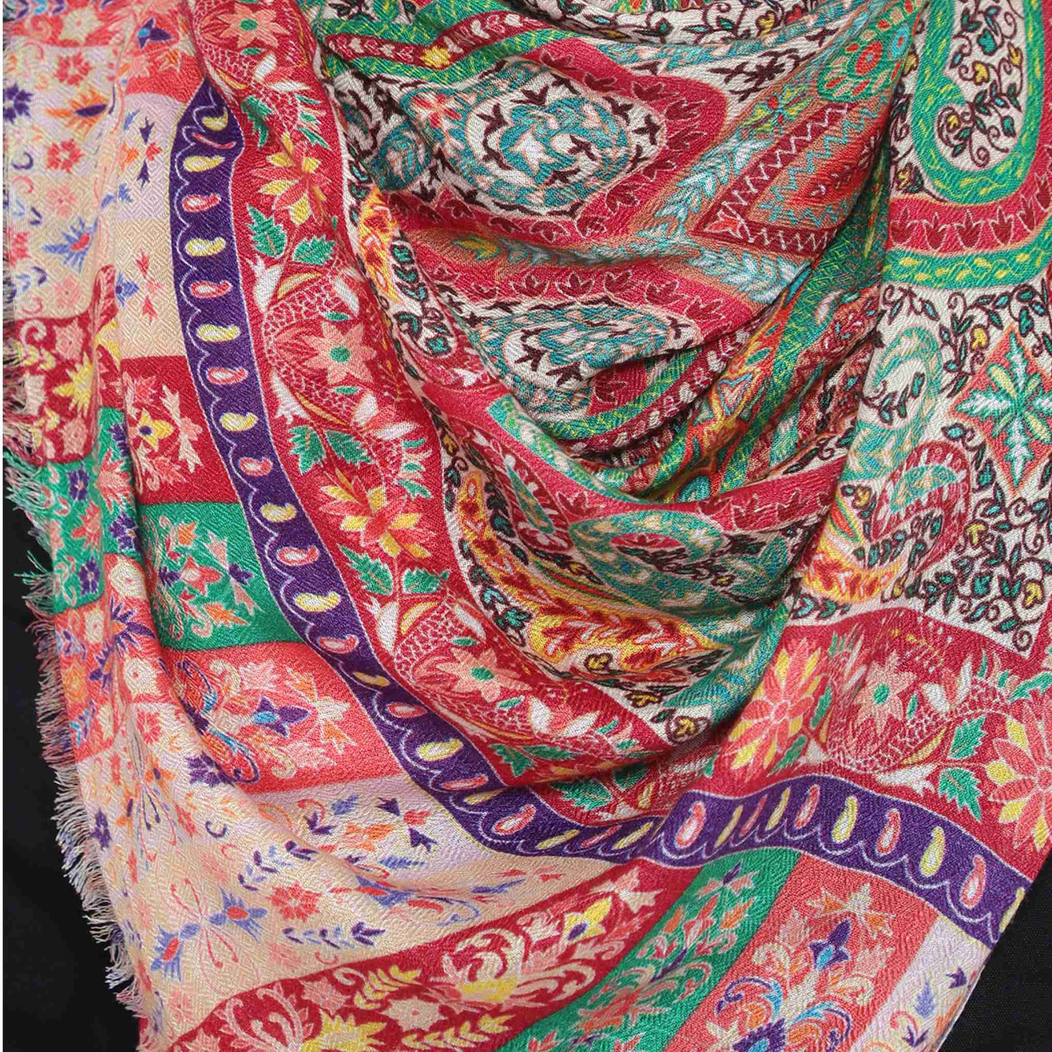 Handmade Pashmina Digital Print Stole Scarf Shawl Wrap in Pink