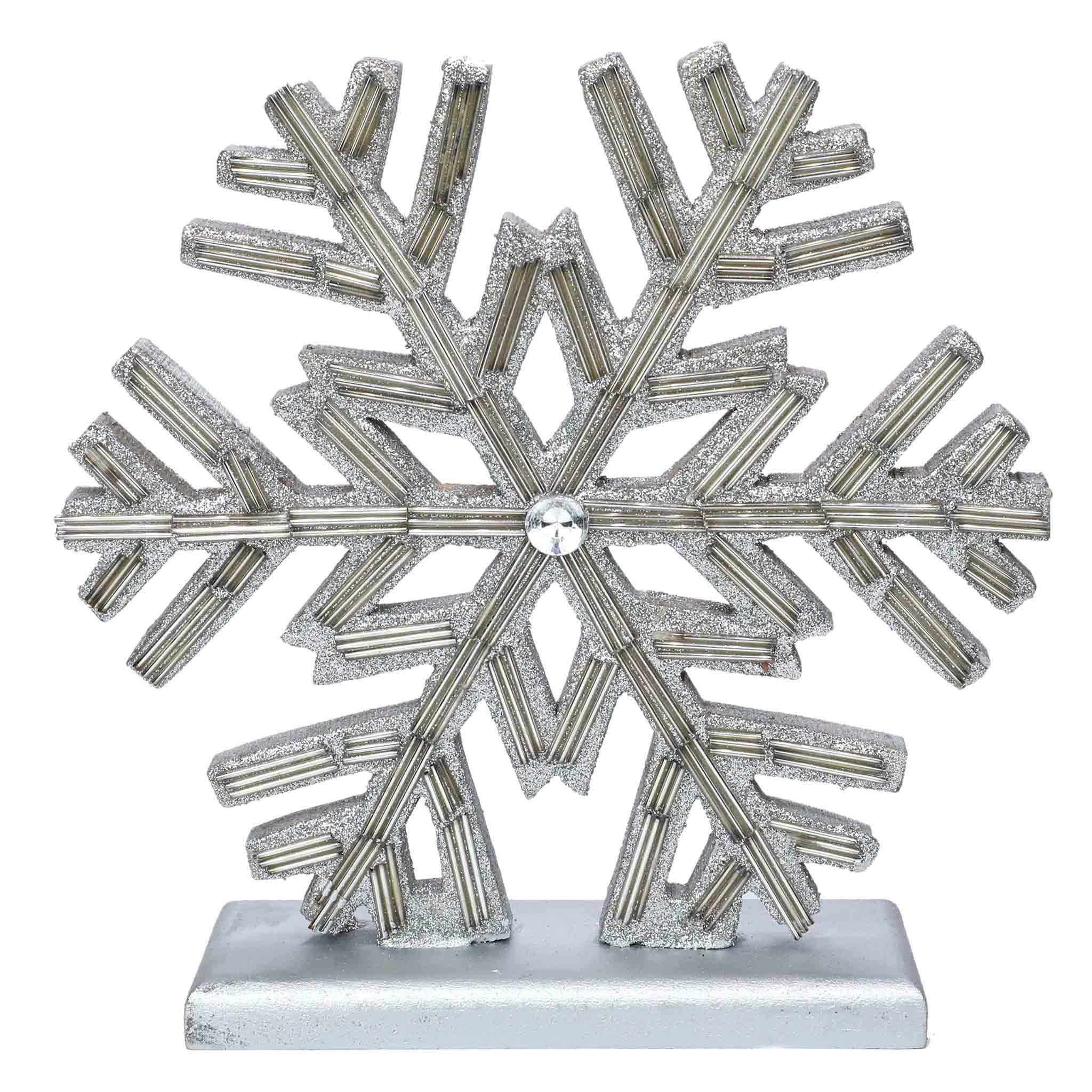 Snowflaked Wood Sculpture<br>Color: Silver<br>Size: 8.5"x8.5 - Trunkin' USA